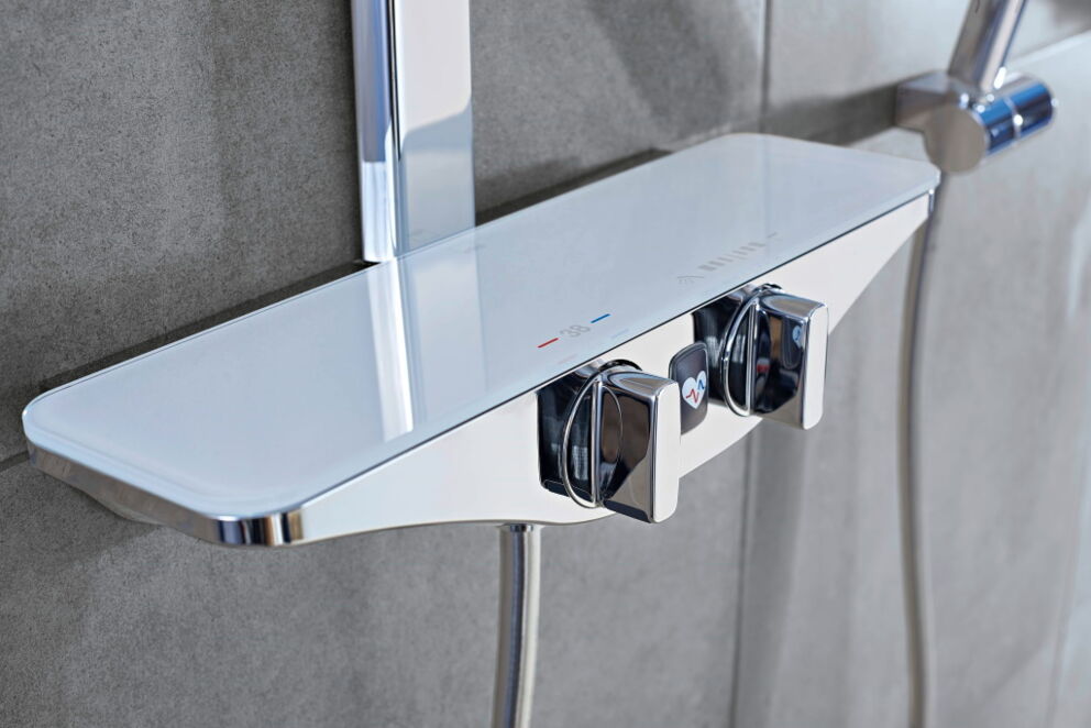 Wellfit-Dusche mit Maximaltemperaturbegrenzung von 38 Grad.