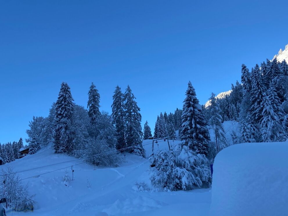Wunderschöner Wintertag in Holzgau mit erfrischender Runde entlang dem Höhenbach, vorbei am Schlepplift "Gföllberglift".