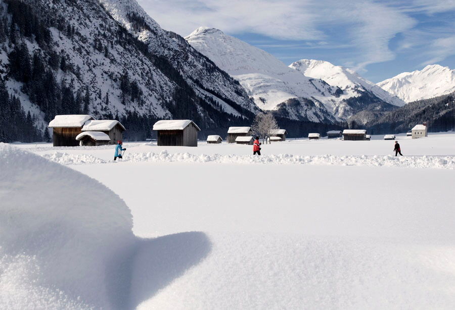 Rundenkombinationen beim Langlaufen in Holzgau mit einem großen Zirkel von 10km.