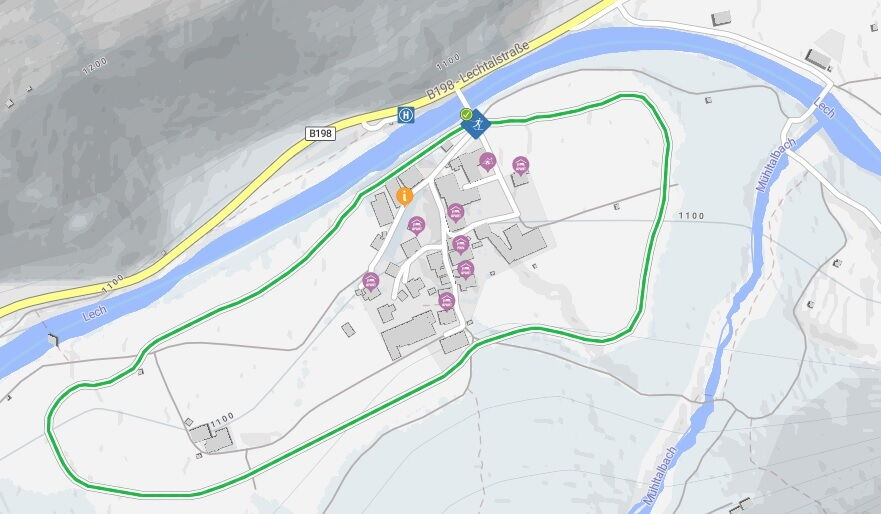 Langlaufrunde Dünrau mit knapp 2 Kilometer.