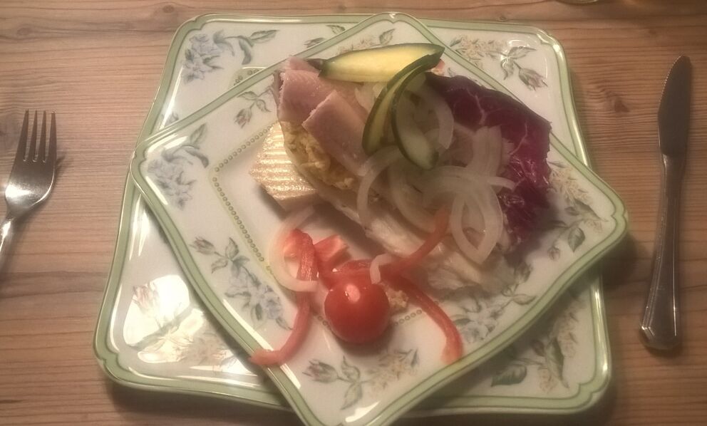 Beliebtes Forellenfilet als Vorspeise und Zwischengericht in der Dorfstube in Holgzau.