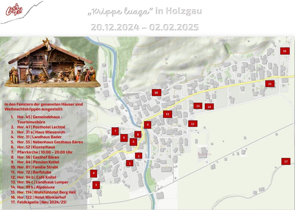 Krippenrunde Wanderplan 2024-2025 in Holzgau.