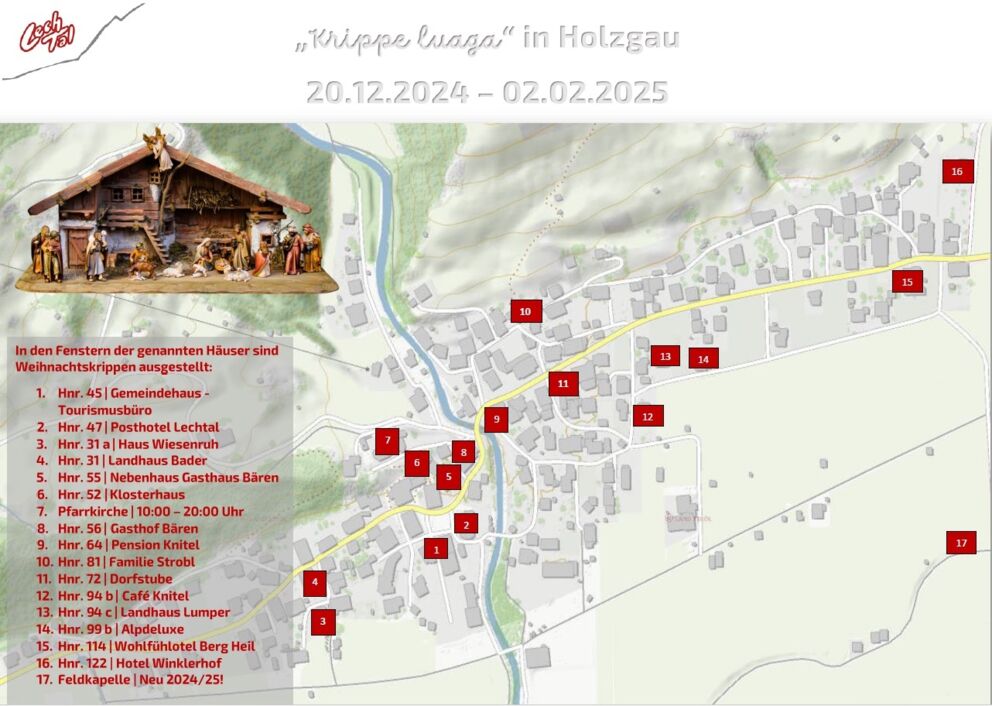 Krippenrunde Wanderplan 2024-2025 in Holzgau.