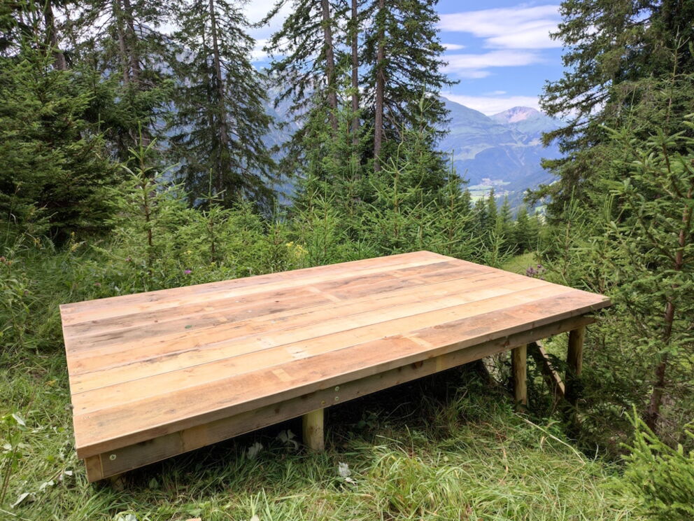 Abwurframpe an der Jöchelspitze für Disc-Golf.