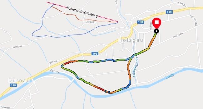 Langlaufrunde mit ca. 5 Kilometer oberhalb des Höhenbachtales in Holzgau.