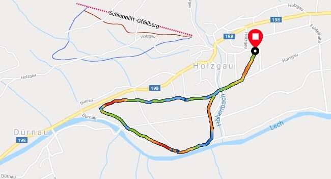 Langlaufrunde mit ca. 5 Kilometer oberhalb des Höhenbachtales in Holzgau.