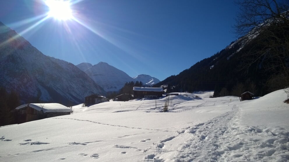Winterwandern im Frühjahresschnee in Holzgau.