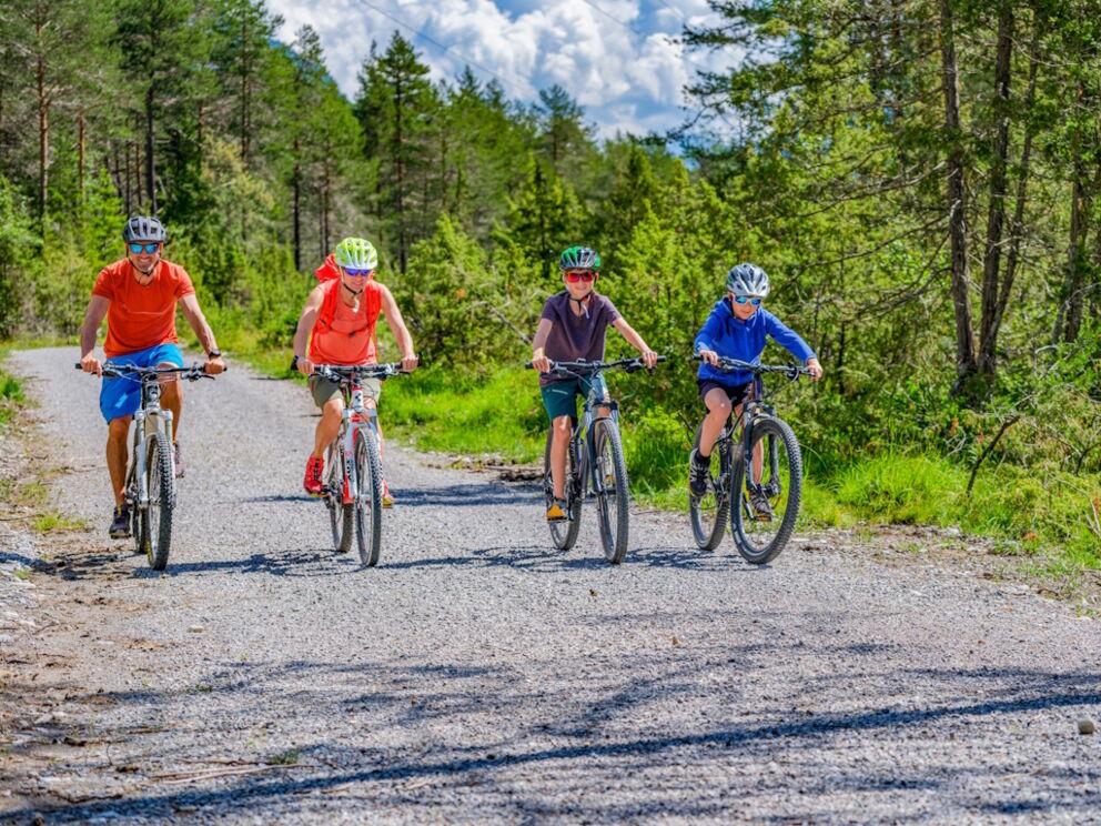 Fahrradfahren mit der Familie im Naturpark-Lechtal.
