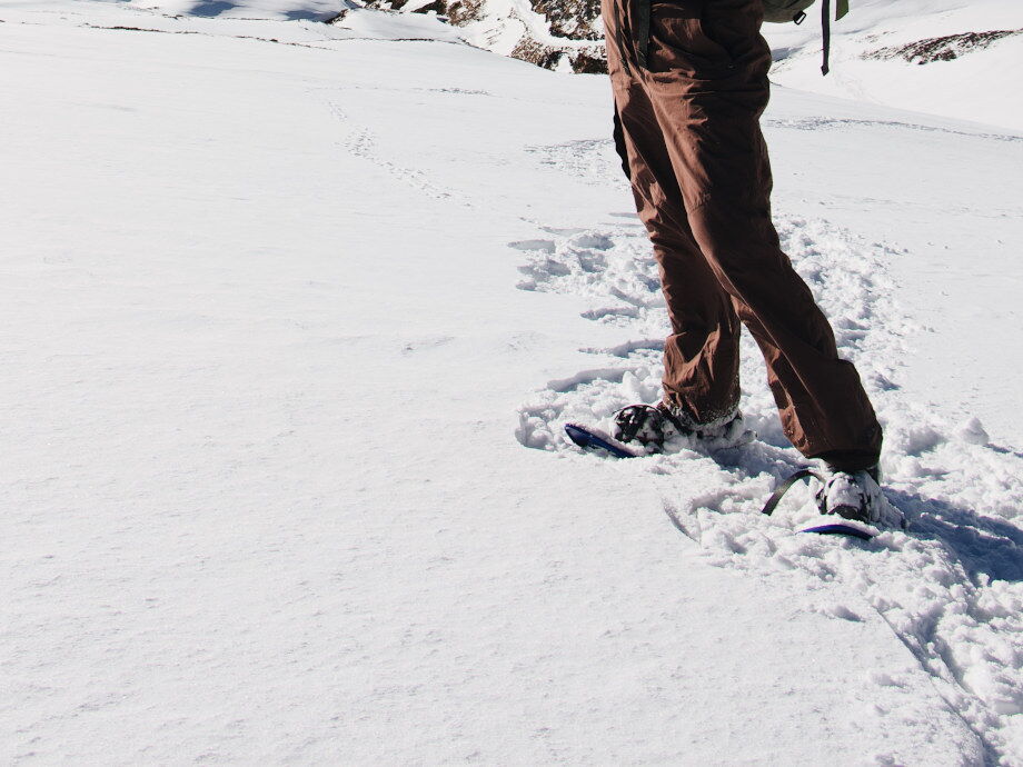 Wandern im Winter mit Schneeschuhen.